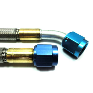 -8 Straight x 45° Covered Stainless Steel/PTFE Hoses