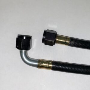 -8 Straight x 90° Black Covered Stainless Steel/PTFE Hoses