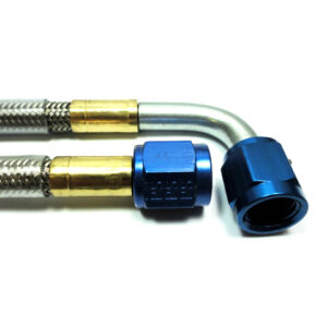 -6 'Straight x 90' Covered Stainless Steel/PTFE Hoses