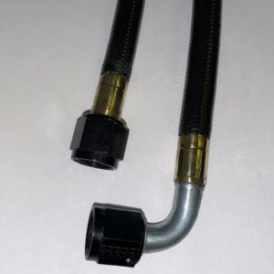 -8 Straight x 45° Black Covered Stainless Steel/PTFE Hoses